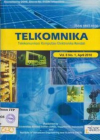 Image of TELKOMNIKA telekomunikasi Komputasi Elektronika Kendali Vol. 8 No. 1