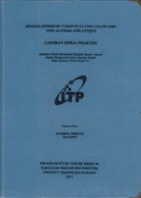 Image of Analisa Effisiensi Turbin PLTG Unit 2 Pauh Limo Type Alsthom Athlantique