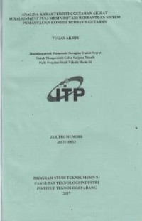 Image of Analisa Karakteristik Getaran Akibat Misalignment Puli Mesin Rotari Berbantuan Sistem Pemantauan Kondisi Berbasis Getaran