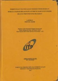 Image of Perhitungan Volume Galian Sedimen Pemeliharaan Berkala Daerah Irigasi Rawa Kumbung Kabupaten Pesisir Selatan Provinsi Sumatera Barat