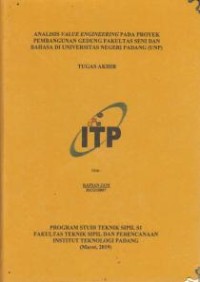 Image of Analisis Value Engineering Pada Proyek Pembangunan Gedung Fakultas Seni dan Bahasa di Universitas Negeri Padang (UNP)